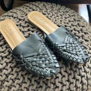 Leather slides